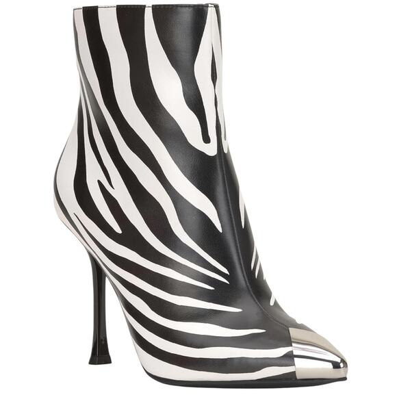 INC Women's Rohese Pointed Toe Booties Black White Zebra Size 7 1/2 - Picture 1 of 4